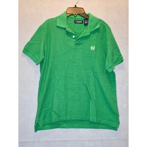 Chaps Mens Small Green Cotton Pique Short Sleeve Crest Logo Polo Shirt S